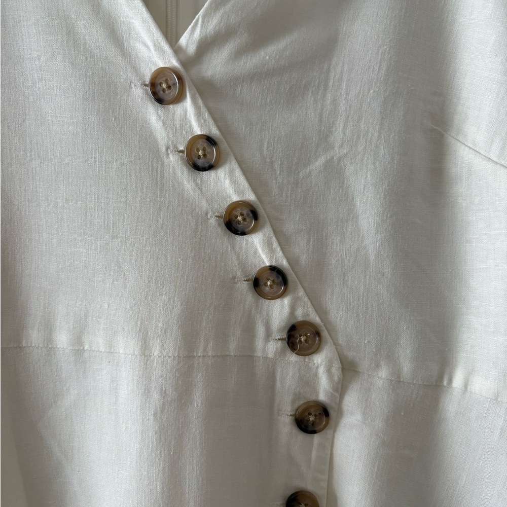 Madewell Cream Button-Front Lined Linen Midi Dress - Picture 5 of 8